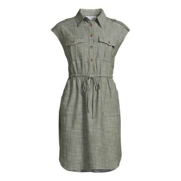 Women's Short Sleeve Utility Shirt Dress - Picture 4 of 4